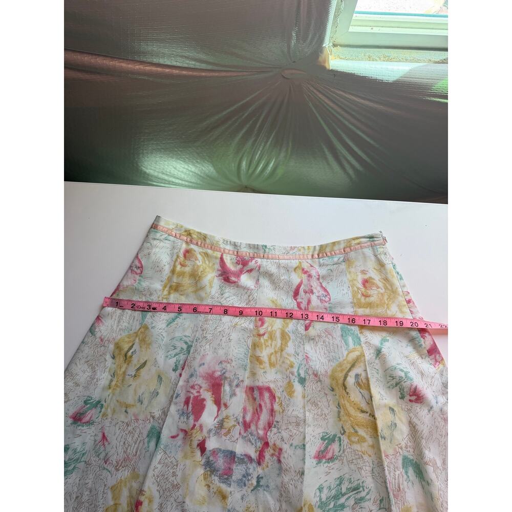 Vintage Odille Womens Skirt Size 10 Knee Length Watercolour Floral Cotton Boho - Picture 8 of 9